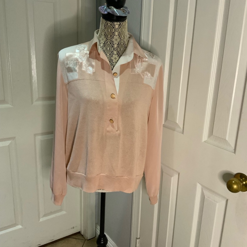 Phillippe marques peach colored blouse size large